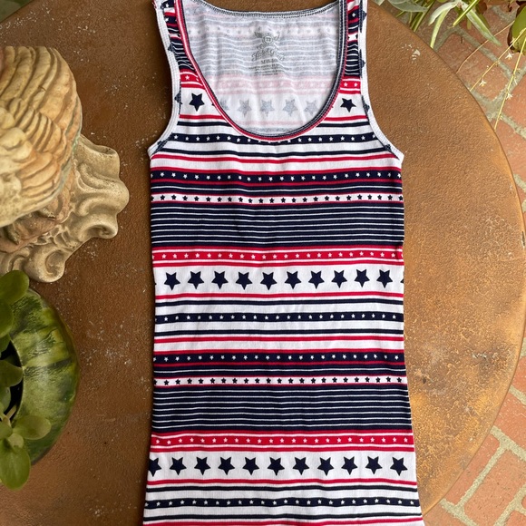 Y2k faded glory star striped print tank top sz m - Picture 3 of 5